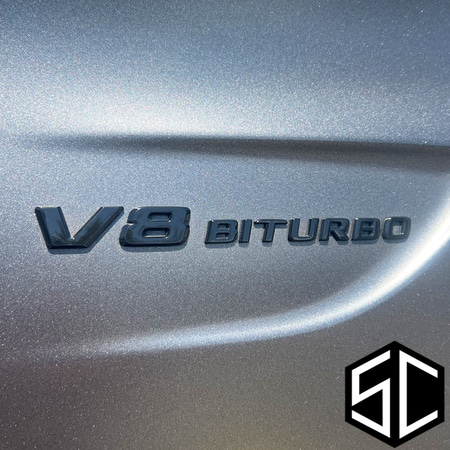 스타클럽 벤츠 악세사리 휀다 V8 바이터보 엠블럼 BITURBO 엠블럼 레터링 블랙